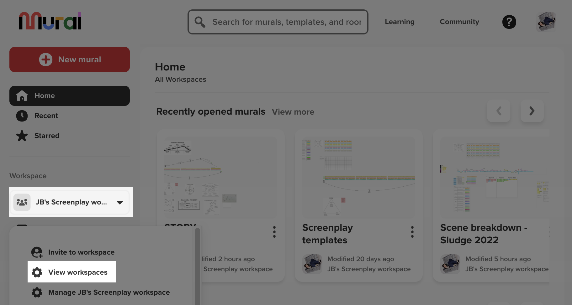 Steps for a member to leave a workspace and transfer content